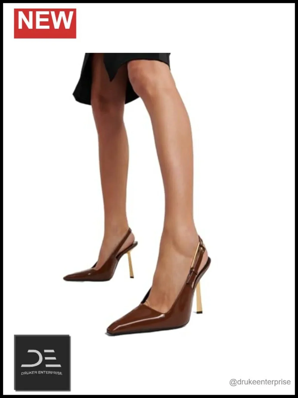 Women's Slingback Stiletto Heels Square Toe Patent Leather Pumps